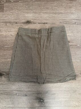 American Eagle Outfitters Checkered Mini Skirt Black, Cream with Green Accent